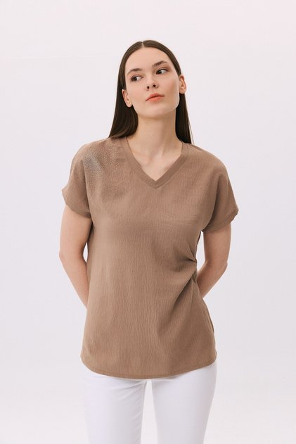 Aerobin blouse with stone knotted right shoulder