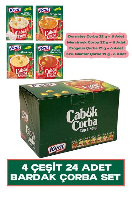 Çabuk Çorba Seti Kutusu İle 4 Çeşit 24 Adet