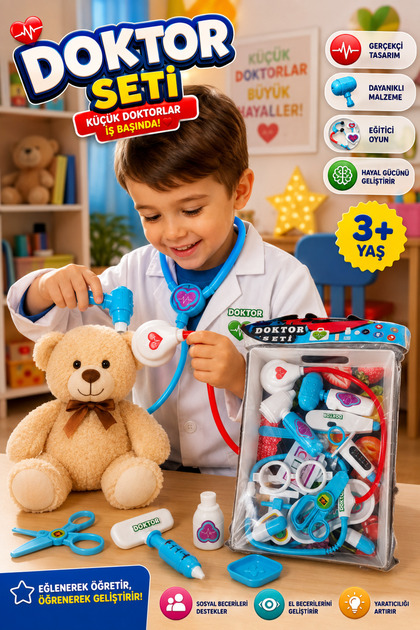 TEPSİLİ DOKTOR SETİ ÇOCUKLAR İÇİN