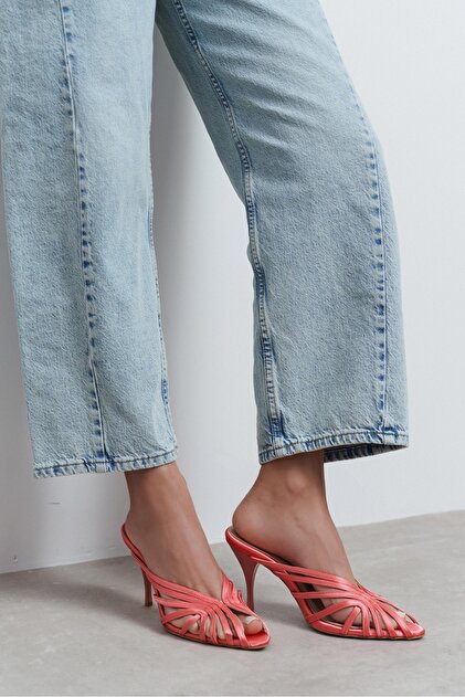 【なつみ】 NİŞANTAŞI SHOES Judith Somon Saten Burnu Açık Detay Kafesli Kadın