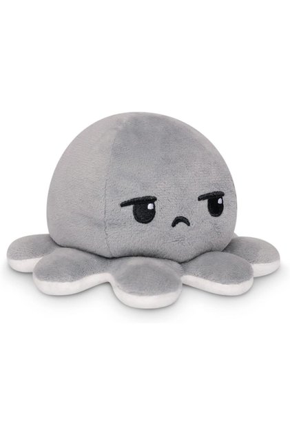 Reversible Octopus Plushie 4 Inch Bored + Rainbows Starry Eyes Two-Sided Flip Plush Toy