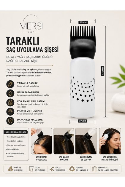 Scalable Hair Application Bottle | Paint Oil and Hair Care Product Dispenser Bottle with Comb
