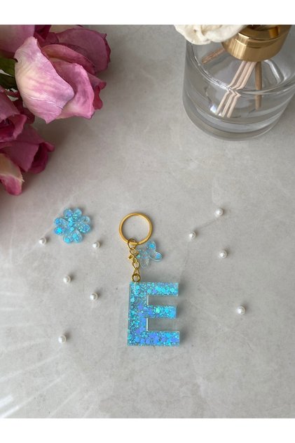E HARF VIP Turkuaz Sim-Glitter Charm&Anahtarlık [Ponpon Seçeneğiyle]