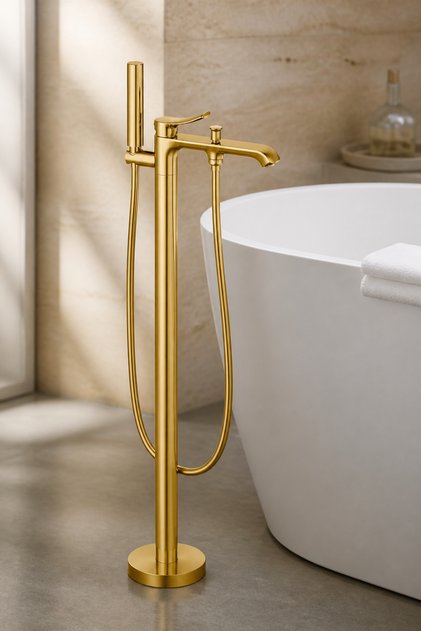 Matte Gold Bathtub Faucet Suitable for Bathtubs High Model Bathroom Fixture Matte Gold Brushed