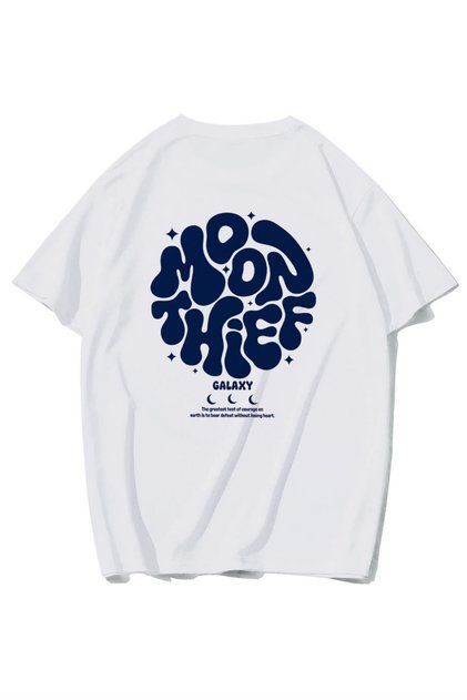 Unisex Oversize Moon Thief Galaxy T-Shirt (White)