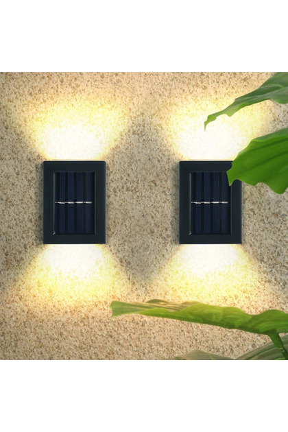 Set 2 lampi solare pentru perete exterior, iluminare sus-jos, lumina calda