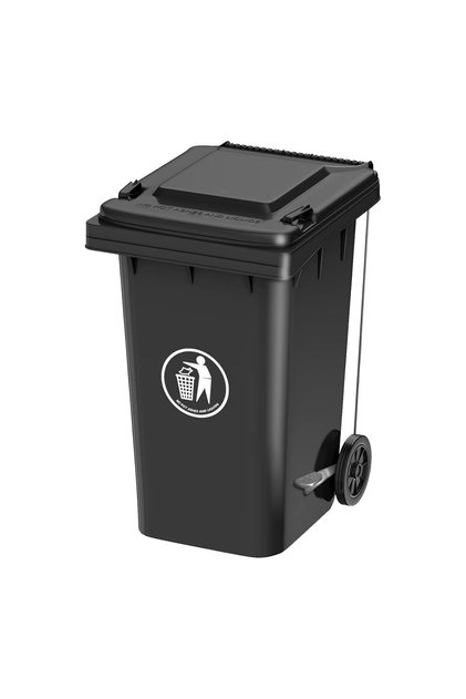 High Density Polyethylene Garbage Bin/Dust Bin 120Liter with wheel and pedal 96 x 54 x 46 cm Black