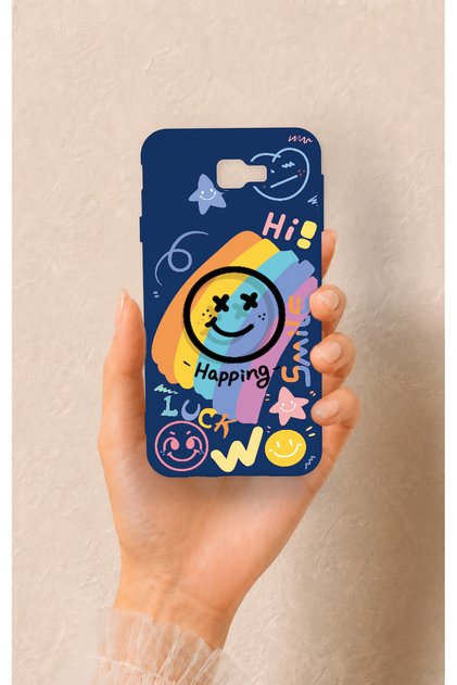 Samsung J7 Prime Compatible Happing Smile Patterned Silicone Case