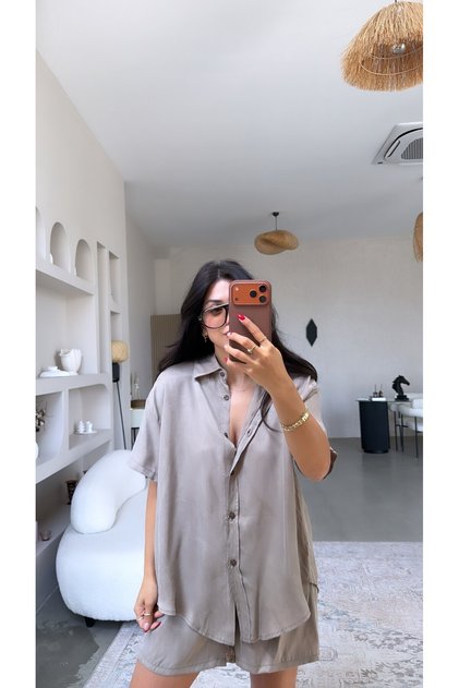 Mink Premium Fabric Shirt Shorts Set
