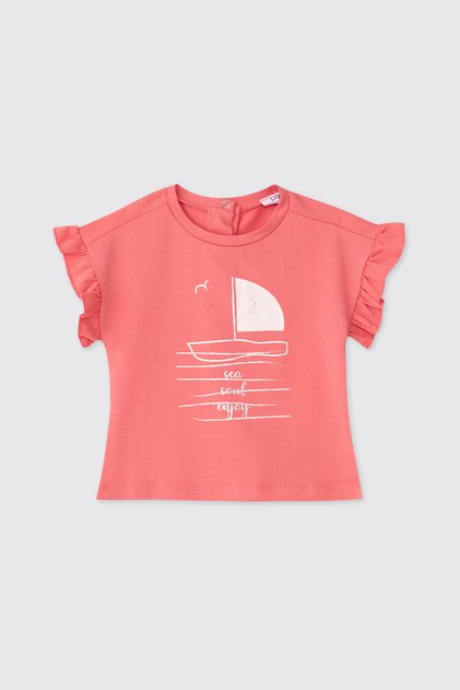 Baby Girl Short Sleeve Coral T-Shirt