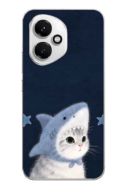 Honor 400 Compatible Transparent Phone Case with Shark Costume and Cat Pattern
