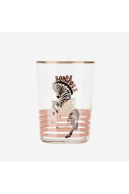 Animals Zebra Pink Glass Water Cup 500 ml