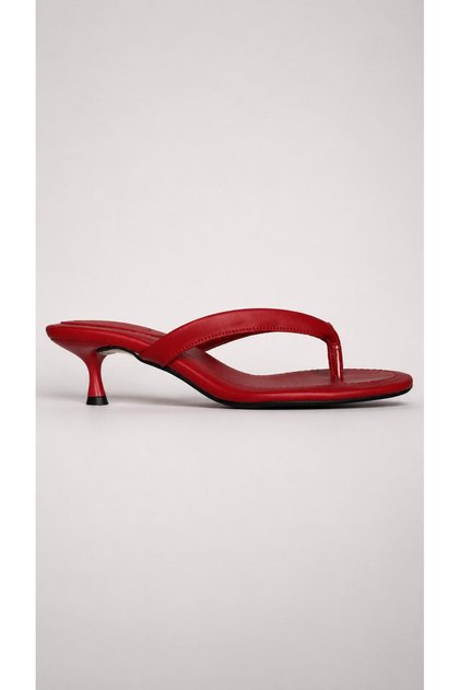 Papuci roșii cu toc pentru femei, cu barete subțiri, rochie de seară elegantă, casual, sandale de vară