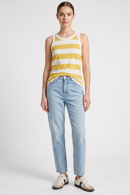Striped Marine Strap Tank Top - Yellow