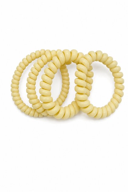 3 Pcs Light Yellow Phone Cord Spiral Hair Tie Flexible and Non-Breakable Rubber Hair Band