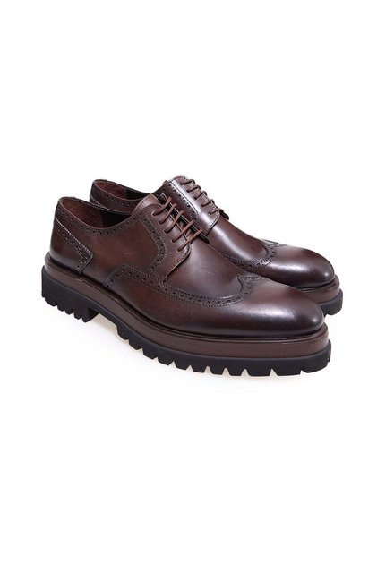 Brown Lace-Up Genuine Leather Men's Shoes