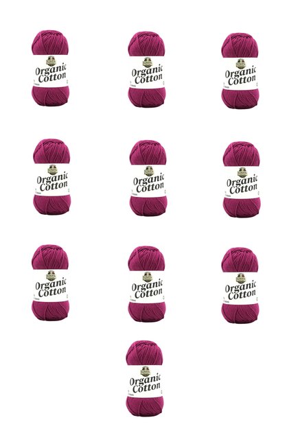 10 Pieces of Organic Cotton (76154) Rose Plum 100% Organic Cotton Amigurumi and Baby Knitting Yarn