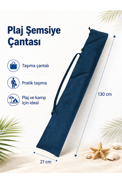 Plaj Şemsiyesi Çantası 21 x 130 cm Omuz Askılı Taşıma Kılıfı Kamp ve Plaj