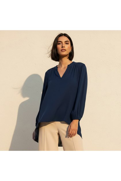 Viscose Top with Ruffle Trim