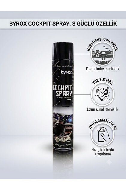 Profesyonel Kokpit Parlatıcı Sprey Torpido Ve Trim Yenileyici 750 ml