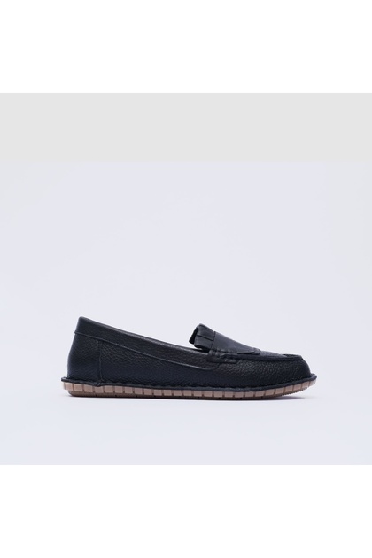 Siyah Kadın Smart Casual Tassel Loafer Ayakkabı [TG060363]