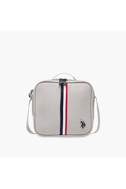 US POLO ASSN. Logo Print Lunch Bag with Zip Closure