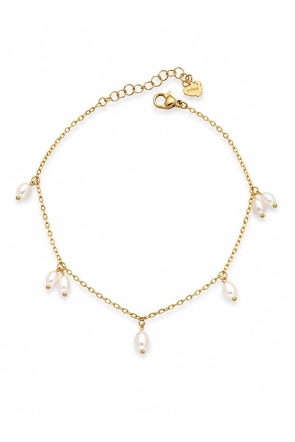 Steel Pearl Bead Charm Anklet