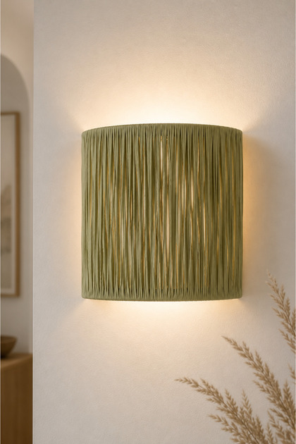 Bohemian Style Sconce Wicker Sconce Raffia Sconce / Hallway Sconce (Installation Included - Cable Not Included)