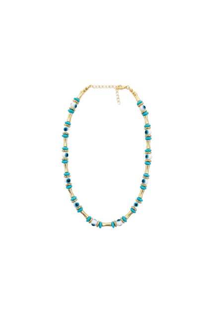 Beaded Evil Eye Necklace White Blue