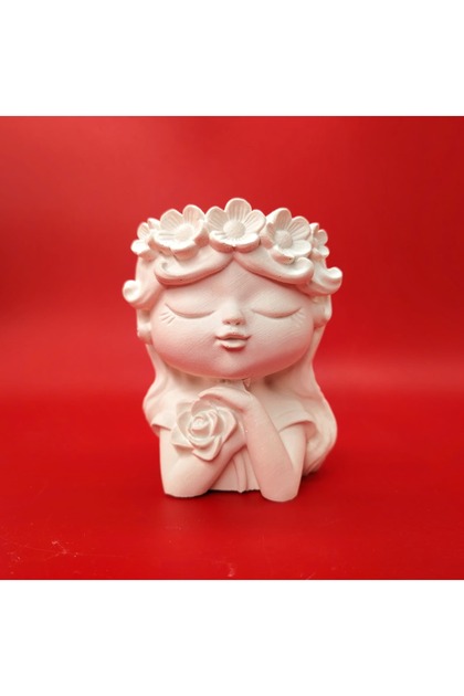 Decoratiune din ipsos Fetita cu flori, 9x7cm