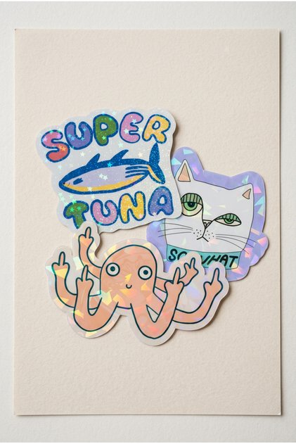 Holographic Laminated Fun Sticker Set of 3 | Laptop, Notebook, Journal Sticker