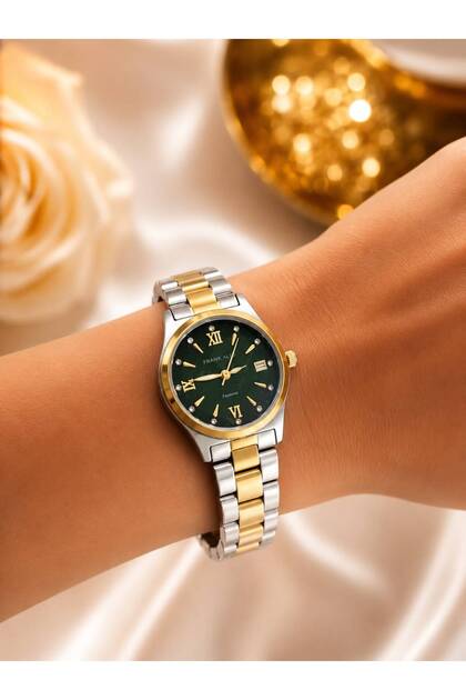 Green Dial Silver-Gold Cord Watch