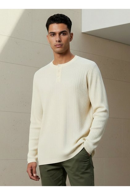 HENLEY RIB SWEATSHIRT