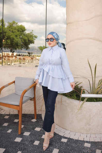 Baby Blue Tie-Dye Layered Shirt