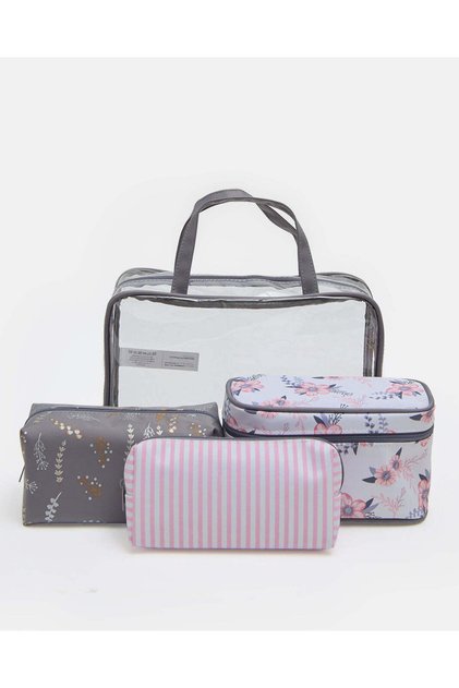 Women Pink Cosmetic Pouch Set
