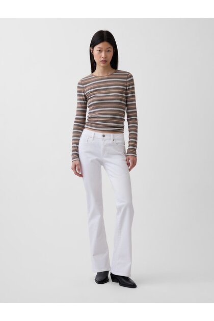 Kadın Beyaz Low Rise Long & Lean Jean Pantolon