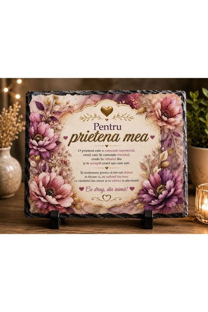 Ardezie Personalizată –„Pentru prietena mea” – Cadou personalizat pentru cea mai bună prietenă