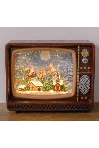 Dekoratif tv kar küresi kırmızı yılbaşı süsü