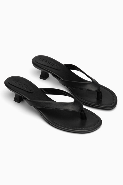 Papuci ortopedici negri cu toc tip flip-flop