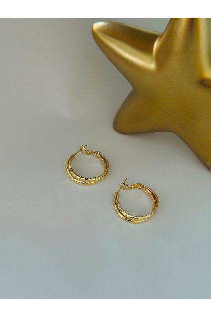 Double Detailed Hoop Earrings (Steel)