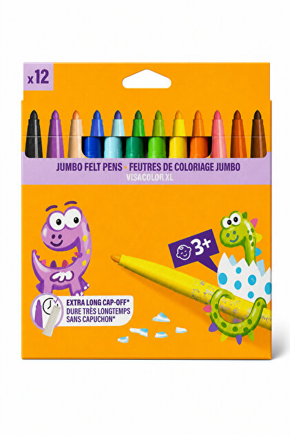 12-Piece Jumbo Felt Tip Pen Set XL Thick Tip Children's Coloring Pen School Kindergarten Nursery