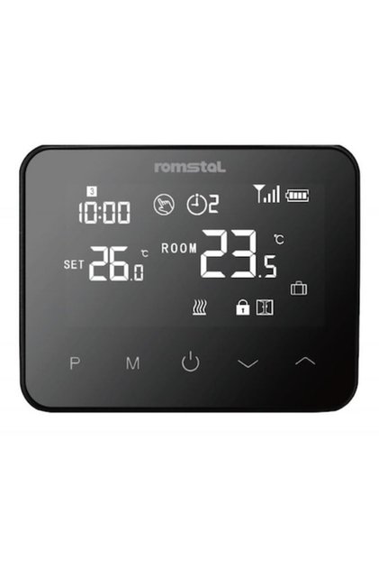 Termostat programabil, 300, Fără fir, Control prin internet, Ecran negru
