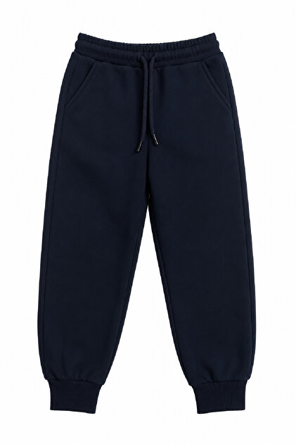 Unisex Premium School Sweatpants Navy Blue 2 Thread Non-Threaded Fabric Comfortable Fit Daily Sports Trousers