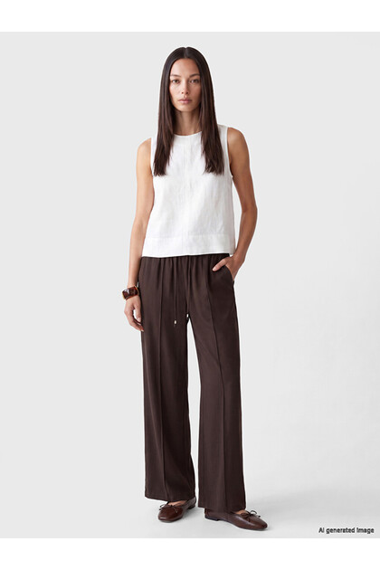 Lcwaikiki Classic Elastic Waist Wide Leg Women's Trousers
