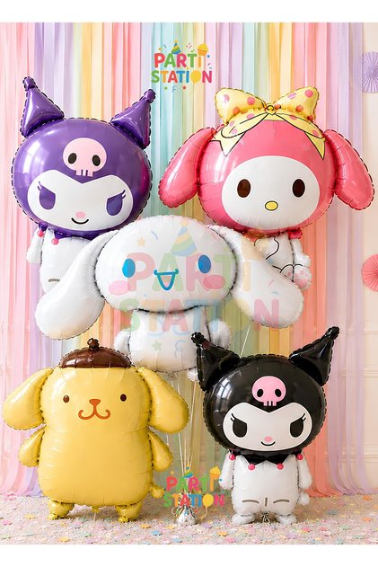 Sanrio Kuromi Balloon Set 5 Pieces Large Size – My Melody, Kuromi, Cinnamoroll, Pompompurin Foil Balloon