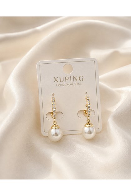 Xuping kararmaz gold çelik inci küpe