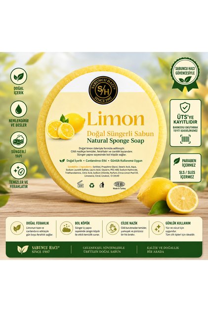 Lemon Sponge Soap 120-140 Gr Refreshing Effect, Practical Use, Dense Foam
