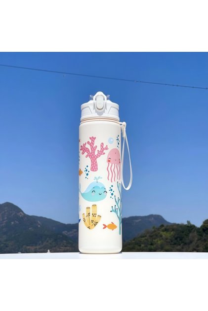 750ml white ocean 750ml Dinosaur Water Bottle For Kids Water Sippy Cup With Silicone Straw Leakproof