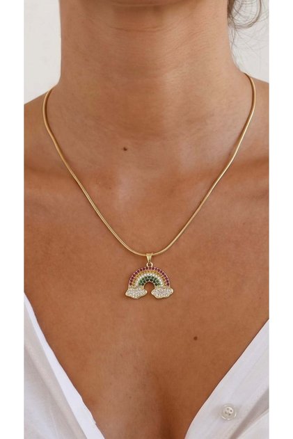 Women's Gold Color Rainbow Steel Necklace