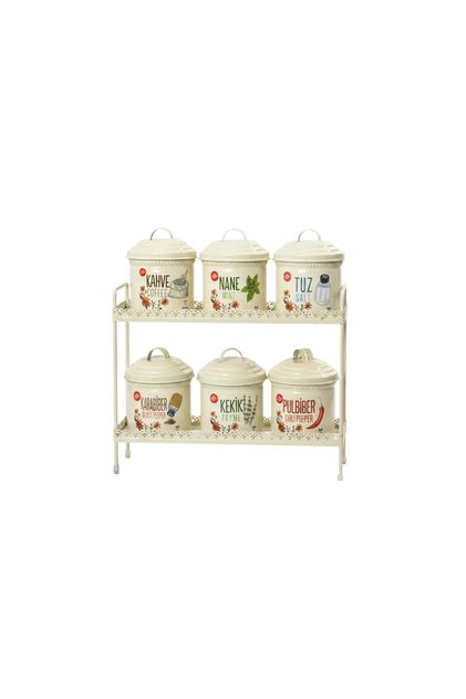 Spice Preservation Containers with Metal Stand 6 Cans 800ml